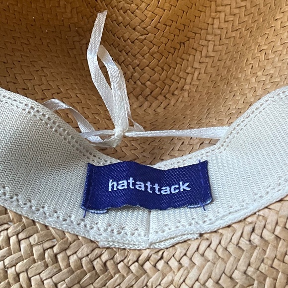 Hat Attack 100% Paper Straw Brimmed Hat Beach Wedding Honeymoon Adjustable Tan - Picture 8 of 9